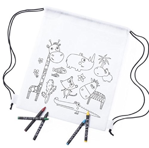 Lote de 15 Mochilas petate para Colorear Cada una Incluye Ceras. Ideal Trabajos manuales