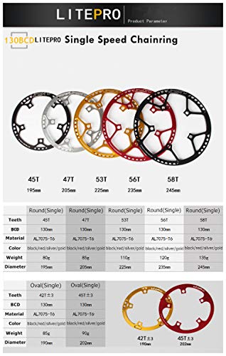 image for Pathpark Bike Chainring 130BCD Aluminium Alloy Ultralight Litepro Bicy