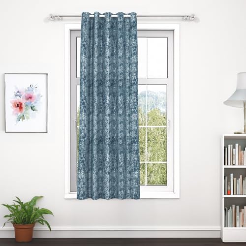 Image of Window Curtains 5 Feet Long Set of 1 | Texture Design | Polyester | Light Filtering Curtains | Curtains for Living Room | 118 x 152 cm, Ash Blue | Perfect for Home Decor