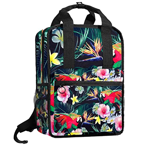 Sac à dos bretelles réglables et motif oiseaux tropicaux couleur 4 mixte