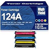 【Page à haut rendement】Cartouche de toner 124A Capacité standard Noir 2500 pages et Jaune Magenta Cyan est d'environ 2000 pages Cartouches de toner à 5% de couverture de papier A4. Cela offre un rapport qualité-prix exceptionnel et réduit la fréquence de remplacement des cartouches