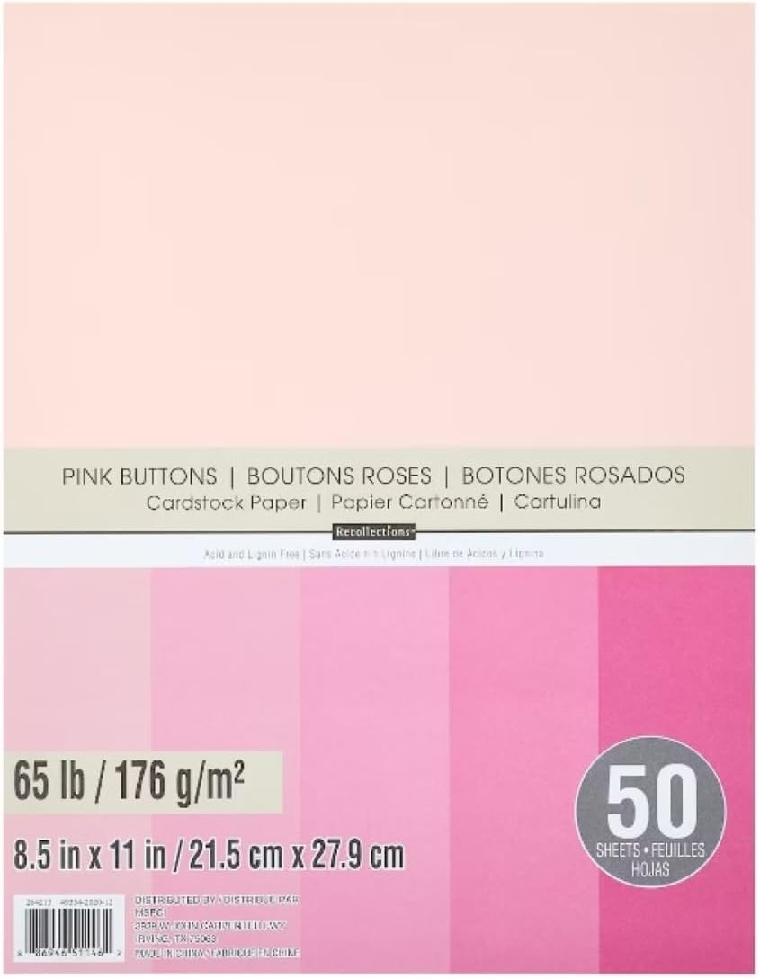 Recollections Cardstock Paper, 8 1/2 X 11 Pink Buttons - 50 Sheets