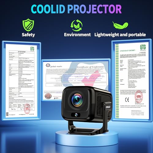 Image of [Auto Focus & 2026 Upgraded] Mini Projector 1080P FHD Support 4K Portable Projector with WiFi6 and Bluetooth5.4 Built-in App 180 Adjustable Auto Keystone, Compatible with HDMI /Laptop /USB, Black