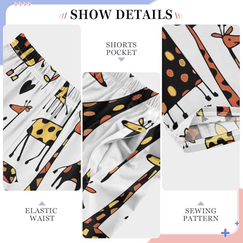 Giraffe Love Heart Boys Long Pants Soft Trousers Elastic Waist Kids Lounge Bottoms with Pockets S-XL4