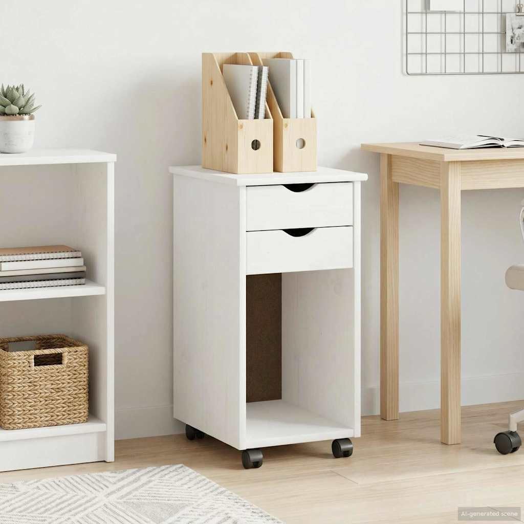 vidaXL Gabinete rodante 34 x 39 x 65,5 cm Pino Macizo, Escritorio de Estudio, diseño Rectangular Minimalista, con Mucho Espacio de Almacenamiento, para Oficina en casa