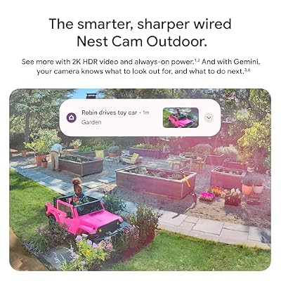 Google Nest Cam Outdoor (Wired, 2nd Gen) - Security Camera with 2K Video and Gemini, Night Vision, 2-Way Audio - Works with Google Home - 2025 Model - Snow
