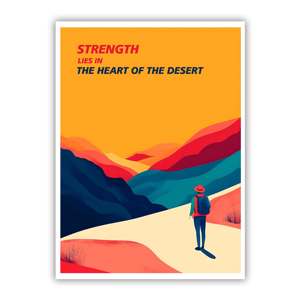 SHENGPOSTER Inspirational Wall Art Posters for Bedroom Office Wall Decor Colorful Desert Scenery Wall Prints Motivational Quotes Canvas Pictures Frameless 50x65cm