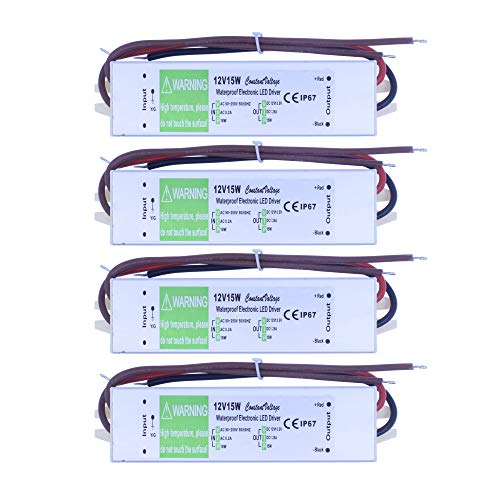 Transformateur LED 12V 1.25A 15W étanche IP67 en aluminium pour ruban basse tension, lot de 4