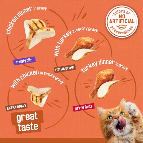 Purina Friskies Wet Cat Food Gravy Variety Pack, TurChicken Extra Gravy Chunky, Meaty Bits and Prime Filets - 48 ct. Can - Image 5
