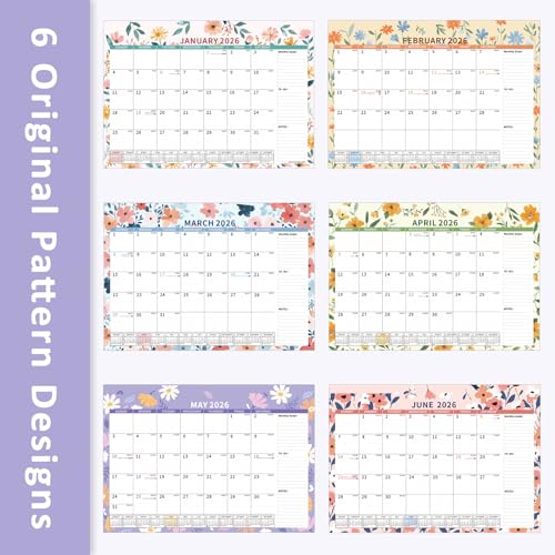 Image of Ospelelf 2026-2027 Calendar Magnetic Desk Wall Desktop Monthly Planner from January 2026 - June 2027 Large To Do Pad with Plastic Cover for Office 17 inch X 12 inch Ditsy Floral