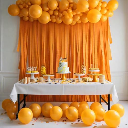 Image of 4 Orange Streamers, 382ft Pack of Crepe Paper Party Decorations | Each roll is 82 ft long and 1.8 Inch wide ideal for Birthday Party Decor, Baby showers and Cultural Parties