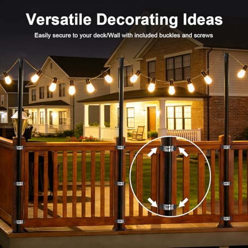 6 Pack String Light Poles for Outside, Upgraded Heavy-Duty Metal Poles for Outdoor String Lights with Fork, Adjustable Lighting Hanging Accessories for Patio Decor Pergola Backyard Garden Decorations by Nexillumi - Image 5