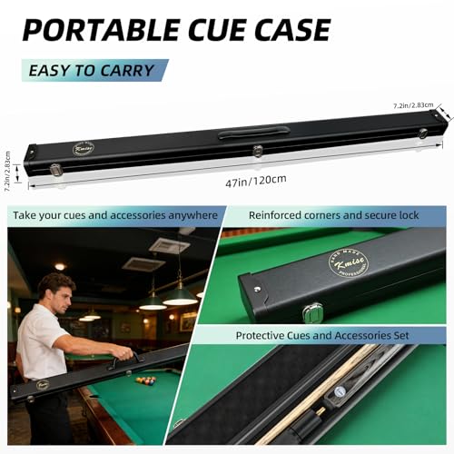 Taco de billar snooker 57" 3/4 Kmise con extensión y estuche miniatura 6