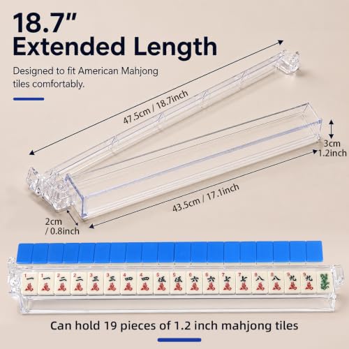 Set de 4 racks extendidos de mahjong con dados y bolsa miniatura 2
