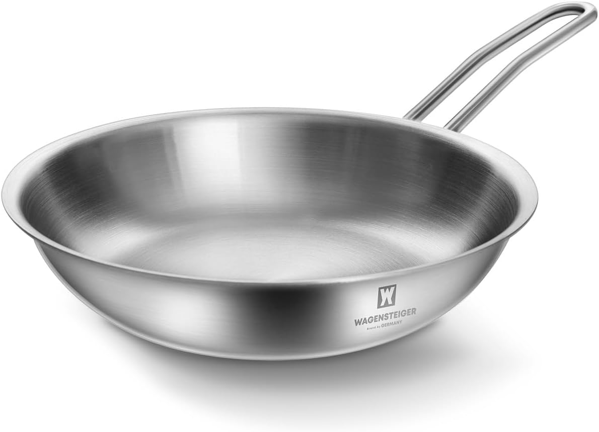 8.7inch Diameter 3-Ply Stainless Steel Construction with Aluminum Core, Great for Outdoor Cooking, All Cooktops Compatible, Simple & Minimalist Design, Exllent Heat Retention Thumbnail