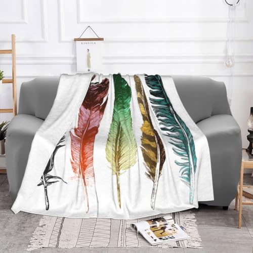 Couverture flanelle plumes pour soirées cocooning sur canapé