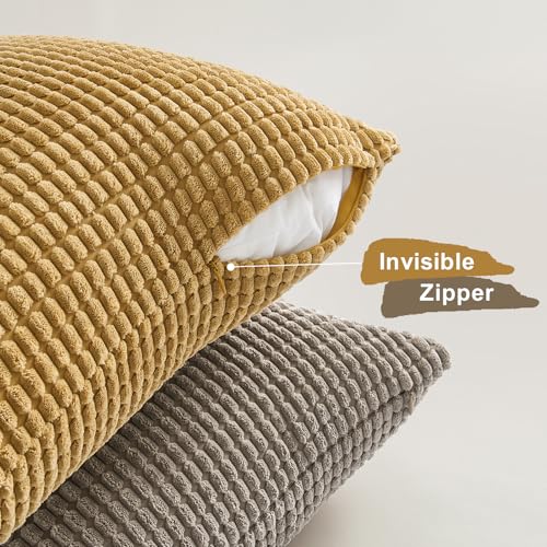 Topfinel Dekorative Dekokissenbezüge im Boho-Stil, rustikal, rustikal, modern, weicher Kordsamt, kleine Ausbuchtung, quadratisch… – Ansicht 4