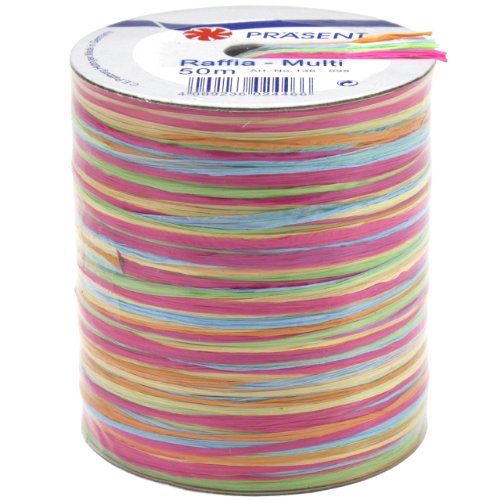 Morex Ribbon Rayon Raffia Fabric Ribbon Spool, 55-Yard, Multi Color,136-099