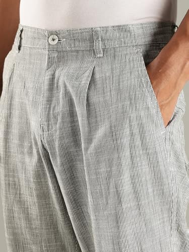 Image of Thomas Scott Men's | Stripes Printed | Premium Linen Blend | Slim Fit | Casual | Chinos | Trouser for Mens