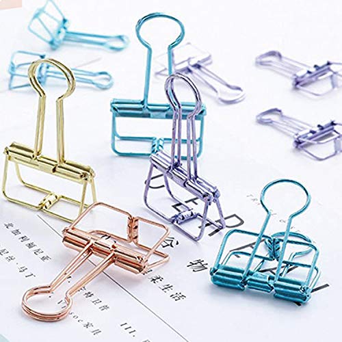 DecentGadget® Mix Colour Foldback Clips//Metal Binder Verschiedene Papierklammern Datei Dokumente Organizer Cover