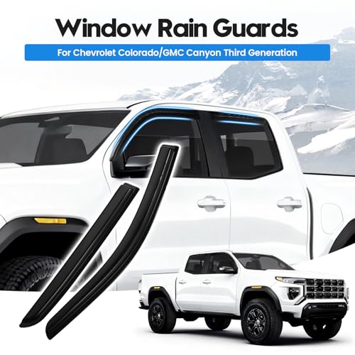 Image of Colorado Rain Guard - Window Visors for Chevrolet Colorado /GMC Canyon 2023-2025 2026, Out-Channel Side Window Rain Guards for Colorado, 4PCS, Black, Car Accessories