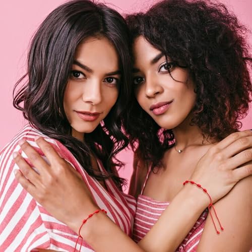 12 Pulseras de Cuerda Roja Ajustables