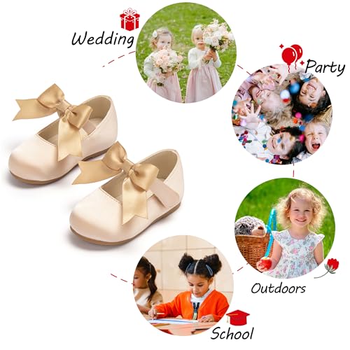 Image of PHIRAMIN Tollder Girl Dress Shoes - Little Girl Ballet Flats for Wedding Party