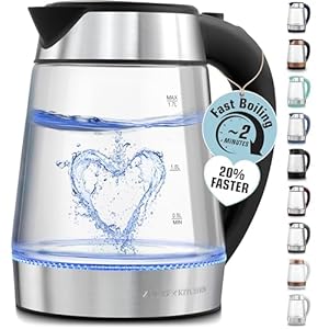 Zulay kitchen fast boiling electric kettle 17l hot water kettle 1500w with auto shut off water boiler for coffee tea boil dry protection cool touch handle 360 base black  urban country home decor