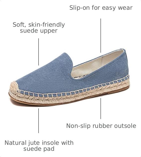Image of Men's Classic Suede Canvas Round Cap Toe Espadrilles Loafers Pure Color Slip On Comfortable Flats Shoes