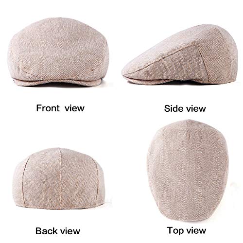 Image of LADYBRO 2 Pack Newsboy Hats for Men Wool Scally Cap Mens Flat Cap, Stylish Winter Cap for Man - Monkey Cap & Beanie Cap for Men