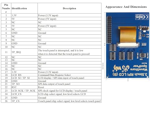 Image of 3.5inch Touch Screen Compatible with Raspberry Pi 5 /Pi 4B /3B+ /3B /Zero /Pi Zero 2W /Zero W /Zero WH /CM5 /CM4, 480x320 IPS Display, 160 Viewing Angle, SPI Touch Port