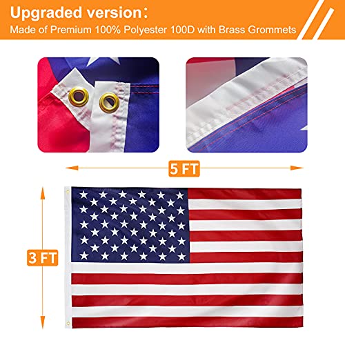 Scwn Flag Pole For Outside In Ground-25Ft Telescoping Extra Thick Heavy Duty Flagpole For Yard,With 3X5 American Flag,Telescopic Adjustable Outdoor Flag Poles,For Commercial Or Residential(Black) #TOP5