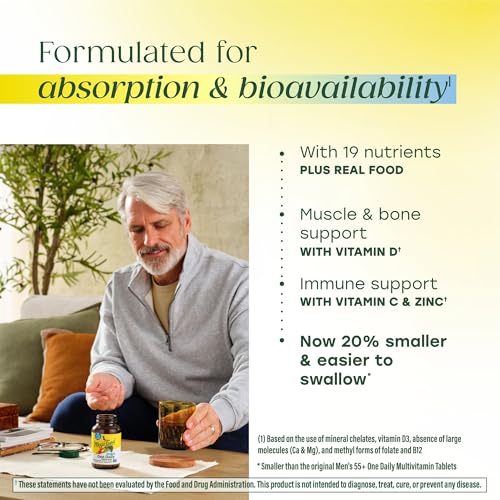 MegaFood One Daily Multivitamin for Men 55+ with 19 Nutrients, 90 Tablets | Supports Healthy Aging with Vitamin C, A, E, Cellular Energy Support with B Vitamins, D3 & Zinc, Vegetarian, 90 Servings - image 4