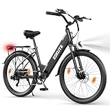 ESKUTE C100 Plus E-Bike, 26 Zoll Elektrofahrrad, E-Cityrad 250W HeckMotor, 36V 13Ah Wechselakku, bis zu 100km, LCD-Display, Tiefeinsteiger E-CityBike Für Damen und Herren Erwachsene