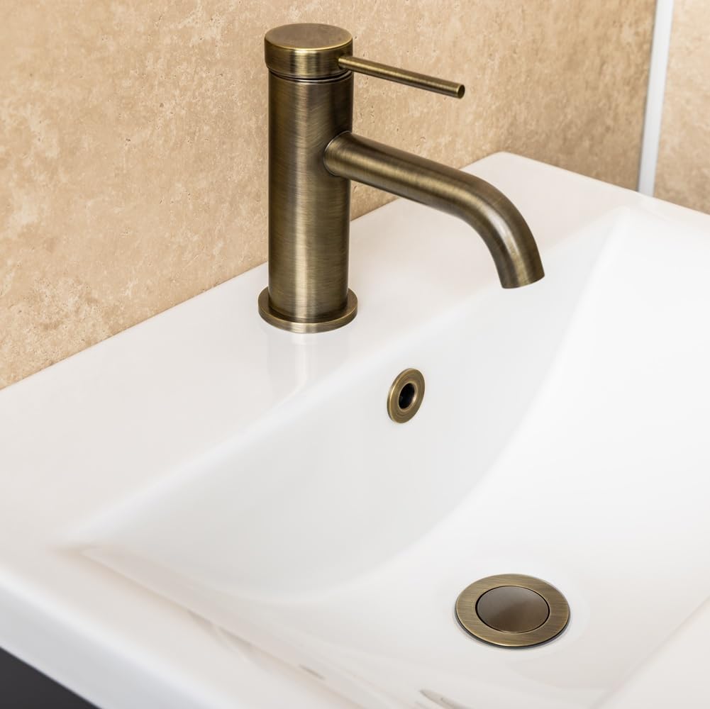 Corso Bathrooms Como Antique Brushed Brass Basin Mixer TapInc Waste from B&Q