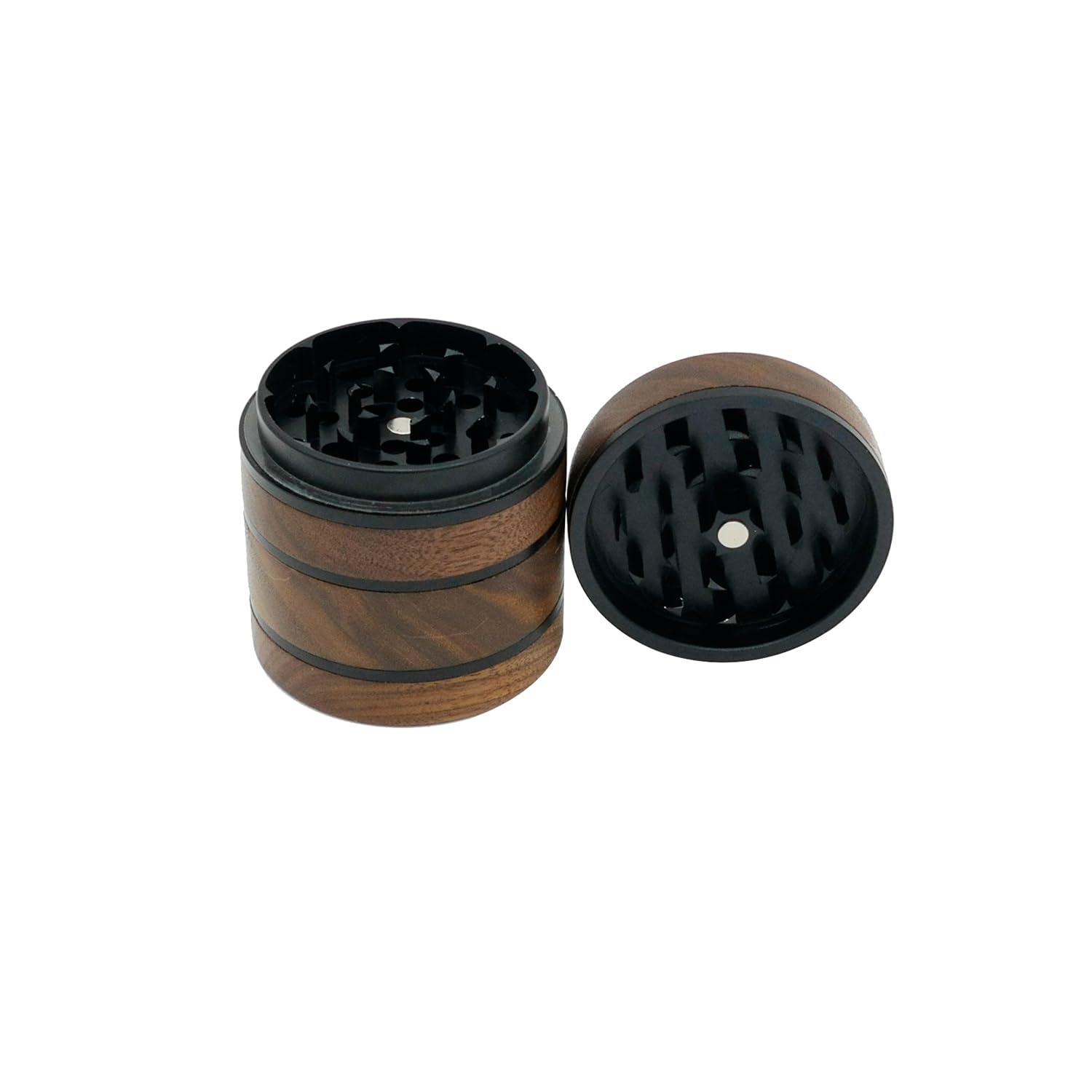 Grinder 4 In 1 Legno Di Noce - 63mm, Metallo, Coperchio Magnetico, Per Erbe E Spezie - Foto 6