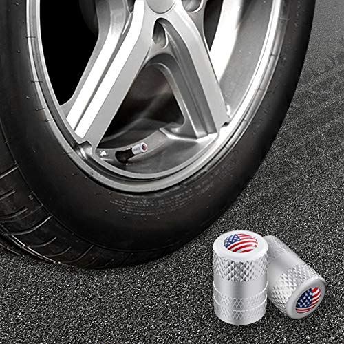 Image of CKAuto Tire Valve Stem Caps, Anodized Aluminum Tire Valve Cap Set | Corrosion Resistant, Universal Stem Covers for Cars Trucks Motorcycles SUVs and Bikes (Silver-US)