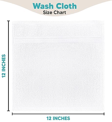 Image of Towel and Linen Mart 100% Cotton- Wash Cloth Set -Pack of 4,Quick Dry,Luxurious,Absorbent,Soft Feel Spa & Hotel Perfect for Daily Use (12X12 White)