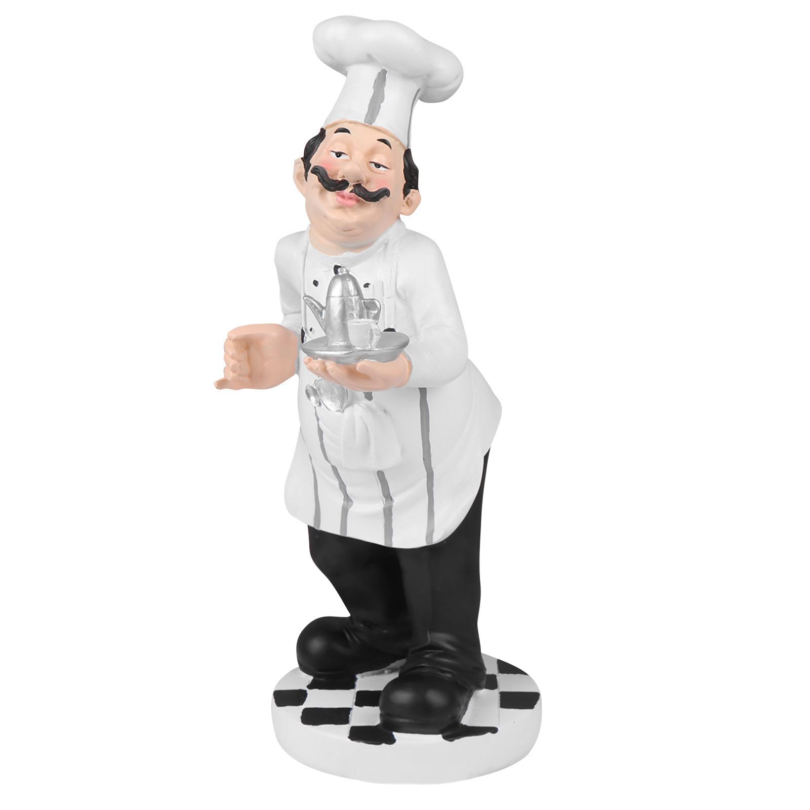 Statuetta Chef in Resina Stile Europeo Bianco, Decorazione Cucina Stabile e Divertente per Caffè e Pasticceria, Figura Chef da Tavolo Unica
