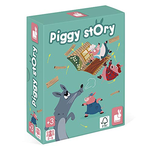 Janod - Piggy Story (madera y cartón) - Juego de habilidad - 2 a 6 jugadores - A partir de 3 años - J02702