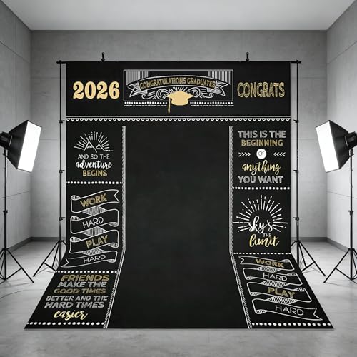 Mocsicka 8x6ft Graduation Backdrop - 2026 Graduation Party Background Graduation Prom Photo Backdrop, Congratulations Graduates Photography Background