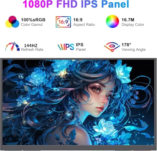 Image of 16.1 inch 144Hz Portable Monitor for Gaming with Kickstand- HDR Eye Careful, 100% sRGB FHD IPS HDR Portable Monitor for Laptop with Built-in Speakers Compatible with Laptop PC Phone PS5 /4 Switch