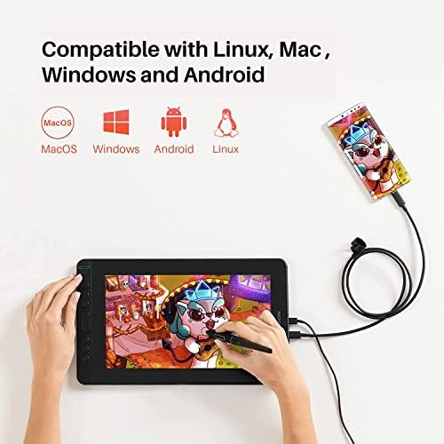 HUION Kamvas 12 11.6 inch Graphic Tablet with Adjustable Stand, 1920x1080 FHD Graphic Drawing Monitor with 8 Shortcut Keys and Battery-Free Stylus, Suitable for Work from Home & Remote Studying