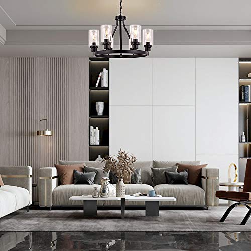 Farmhouse-Chandelier-Lighting-Round-6-Lights-Black-with-Glass-Shade-Ceiling-Hanging-Vintage-Rustic-Light-Fixture-for-Dining-Room-Living-Room-Foyer-Porch-Kitchen-Island Farmhouse Chandelier Lighting Round 6 Lights Black with Glass Shade Ceiling Hanging Vintage Rustic Light Fixture for Dining Room Living Room Foyer Porch Kitchen Island
