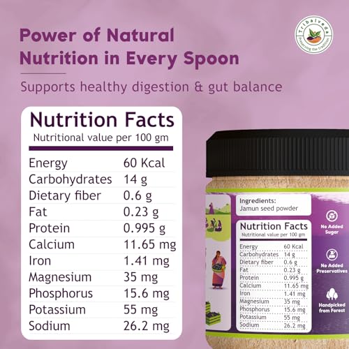 Image of Tribalveda Jamun Seed Powder 250g Each - Pack of 2 (500g Total) | As Seen on Shark Tank | Blood Sugar Support Supplement