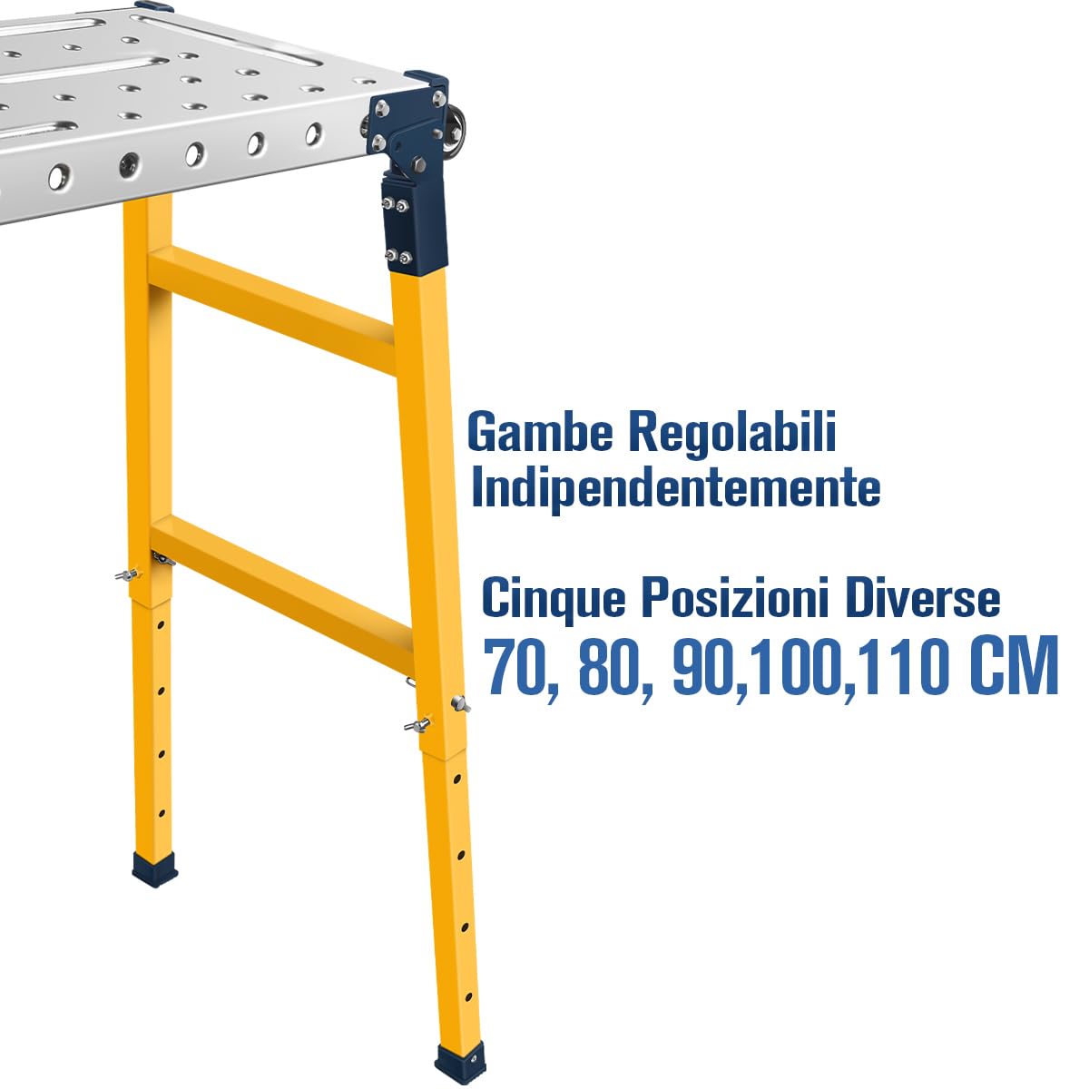 Piattaforma da Lavoro Multifunzione 2-in-1 | Trabattello Portatile Tavolo per Saldatura con Ruote | Lavoro Zincata 36x140 cm | Portata 500 KG