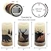 GenSwin Flameless Flickering Led Candles with Hemp Rope and 6H Timer, Battery Operated Set of 3 Real Wax Pillar Rustic Candles Warm Light with Deer, Moose, Bear Decals Decor Christmas Home(D3 x H6)