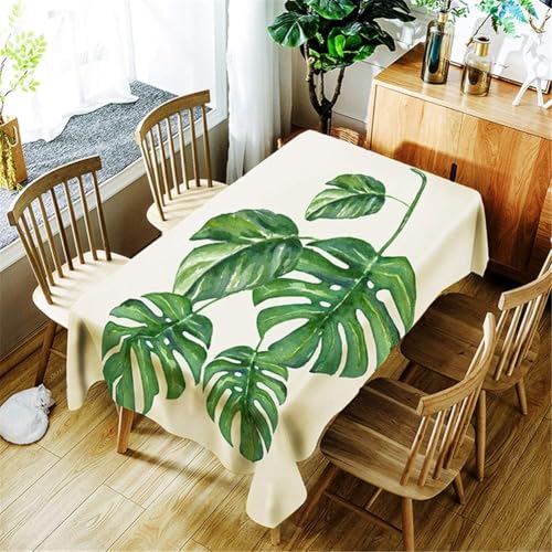 Aozhiswe Mantel Antimanchas Rectangular Monstera Mantel de Mesa Plantas Tropicales 140x240 cm Manteles Impermeable Poliéster Protector Comedor para Interior Exterior a-8547