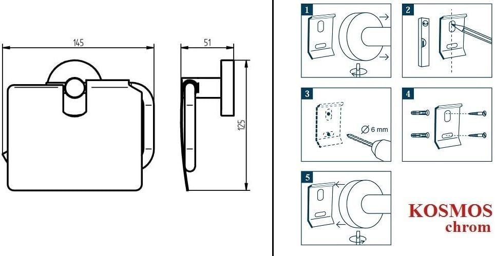 Haceka "IXI Toilet Roll Holder with Lid, Silver