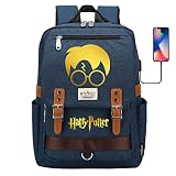 HQEKMS H Potter Lightning Head Backpack Junior High School Student Sac à dos multifonctionnel en plein air Sac à dos grand bleu armée